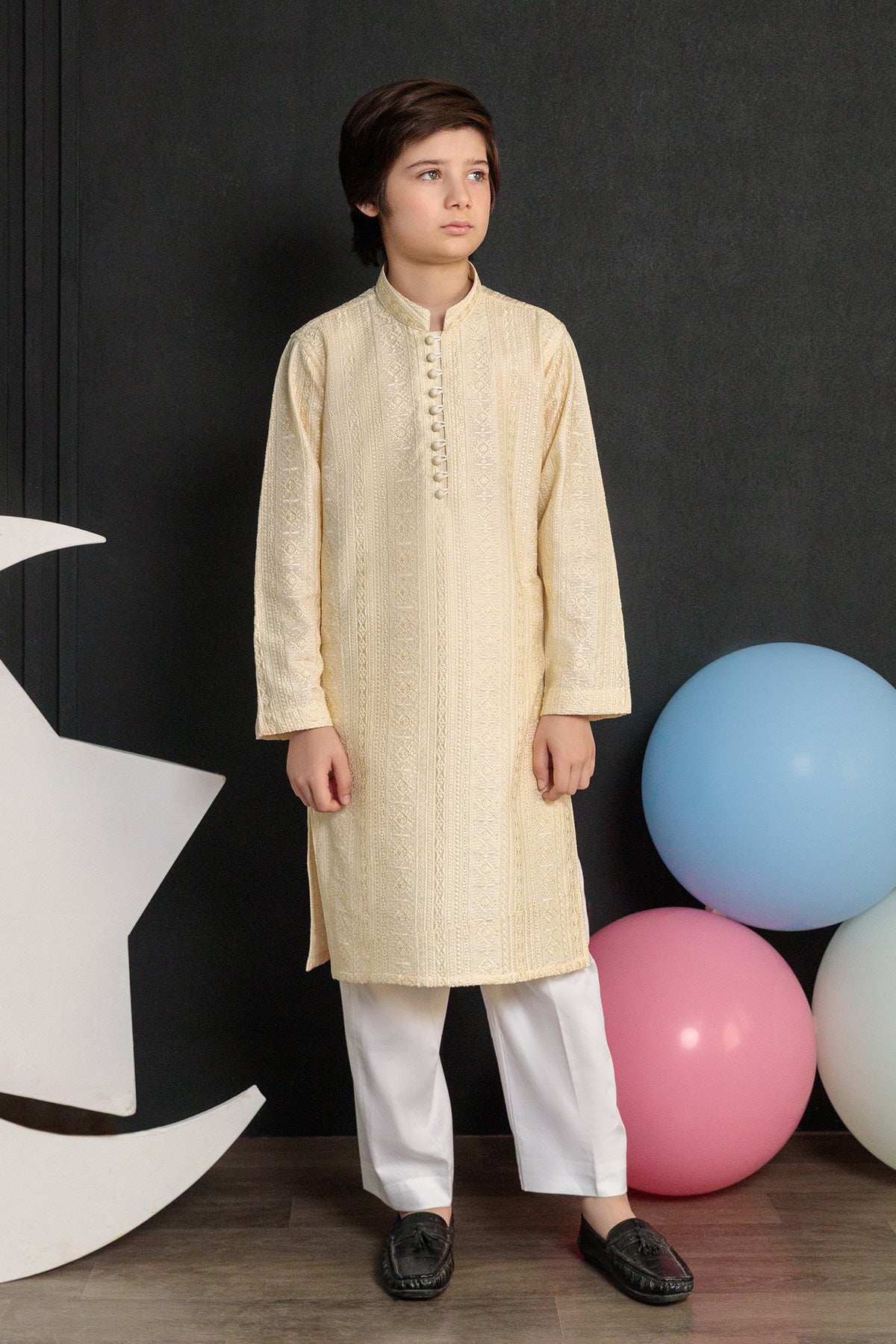 Kids Golden Designer Kurta Pajama