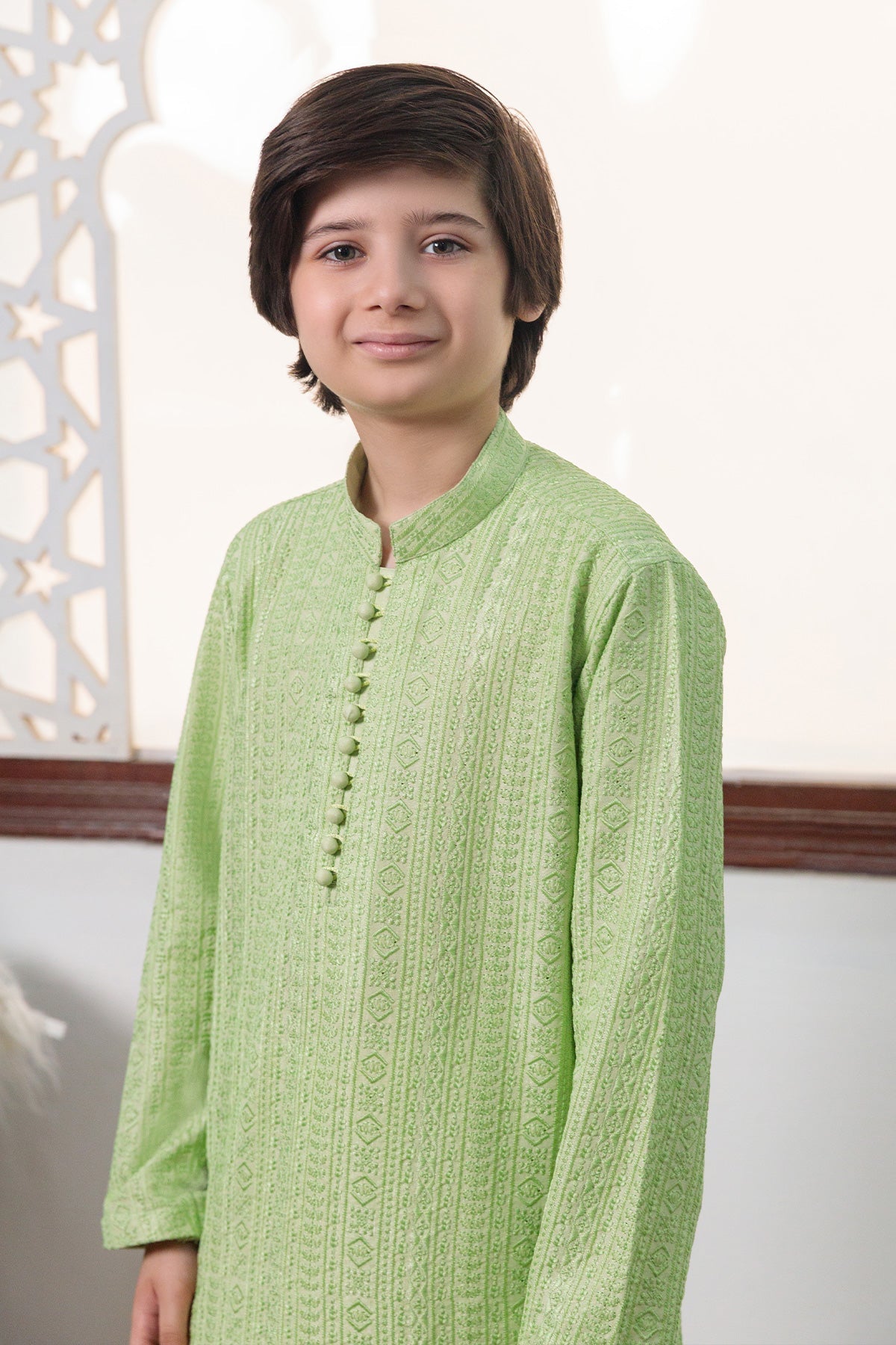 Kids Pistachio Designer Kurta Pajama