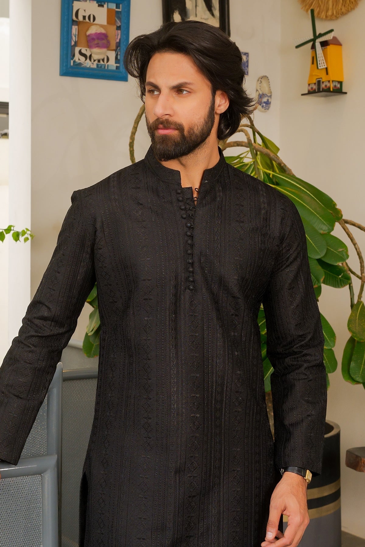 Black Designer Kurta Pajama