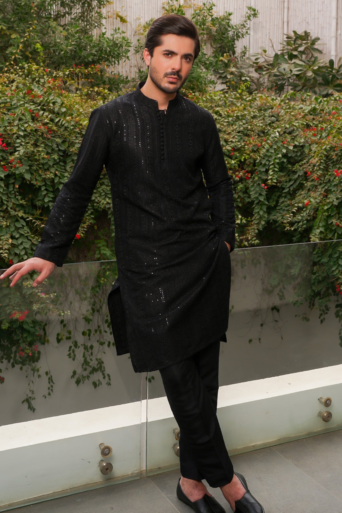 Jet Black Designer Kurta Pajama
