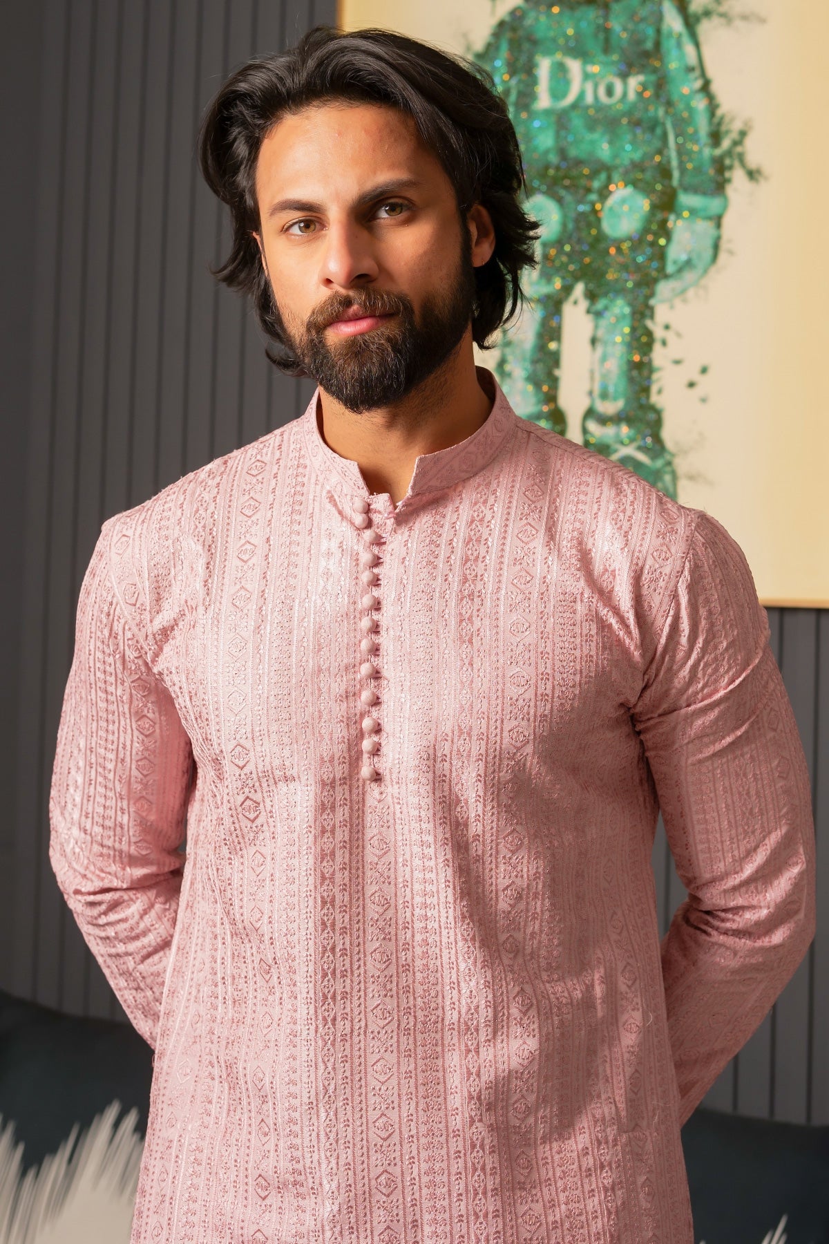 Pink Designer Kurta Pajama