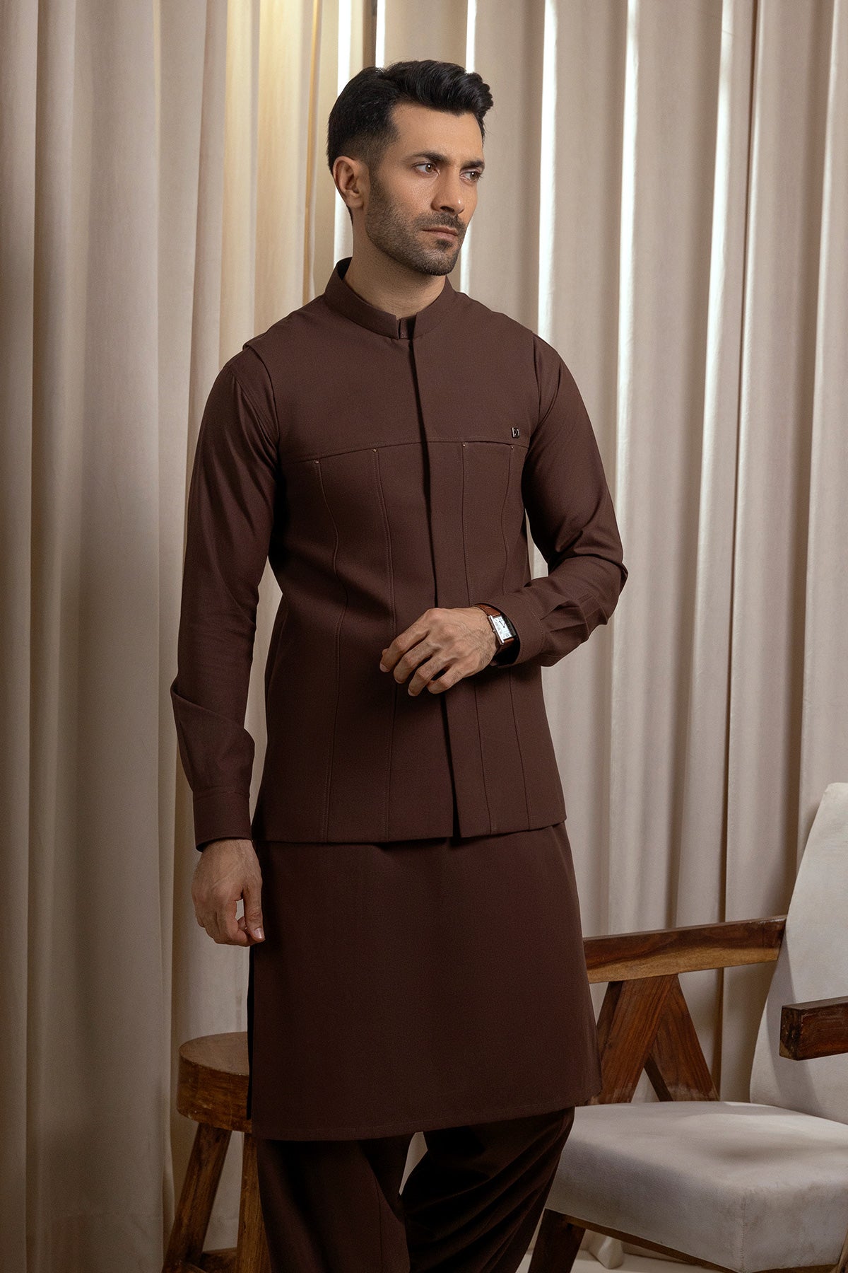 Classic Brown Men’s Waistcoat Set