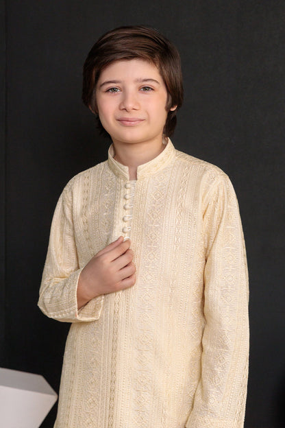 Kids Golden Designer Kurta Pajama
