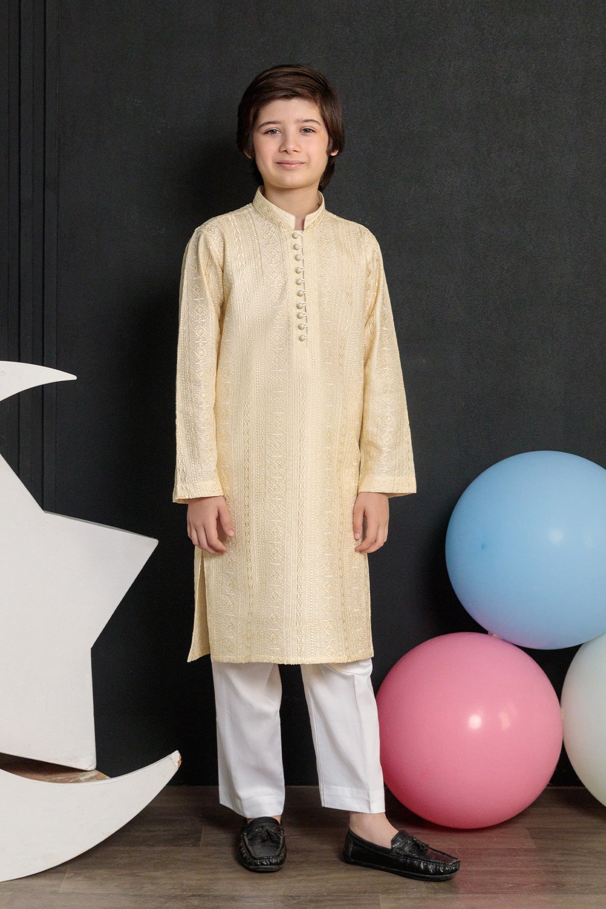 Kids Golden Designer Kurta Pajama