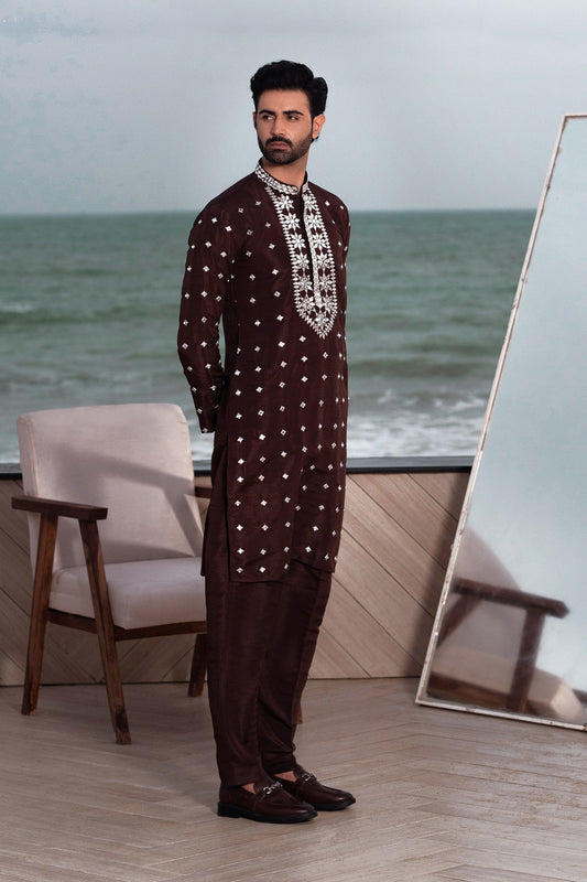 Mahogany Mirror & Resham Kurta Pajama