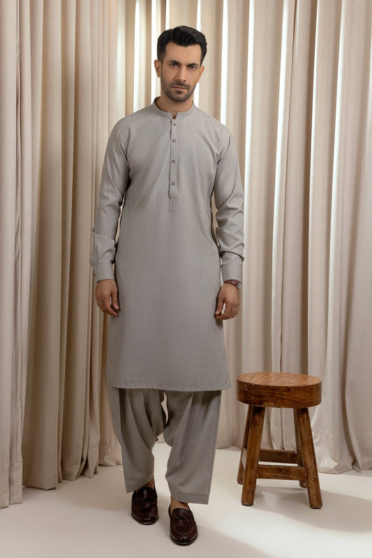 Men’s Mist Grey Shalwar Kameez – Simple & Stylish