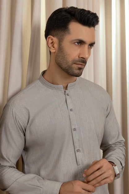 Men’s Mist Grey Shalwar Kameez – Simple & Stylish