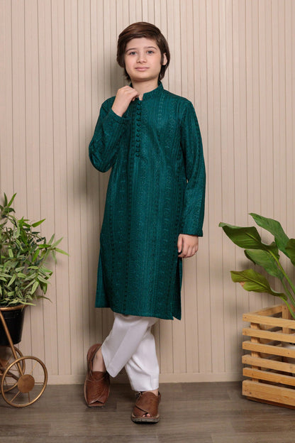 Kids Green Designer Kurta Pajama