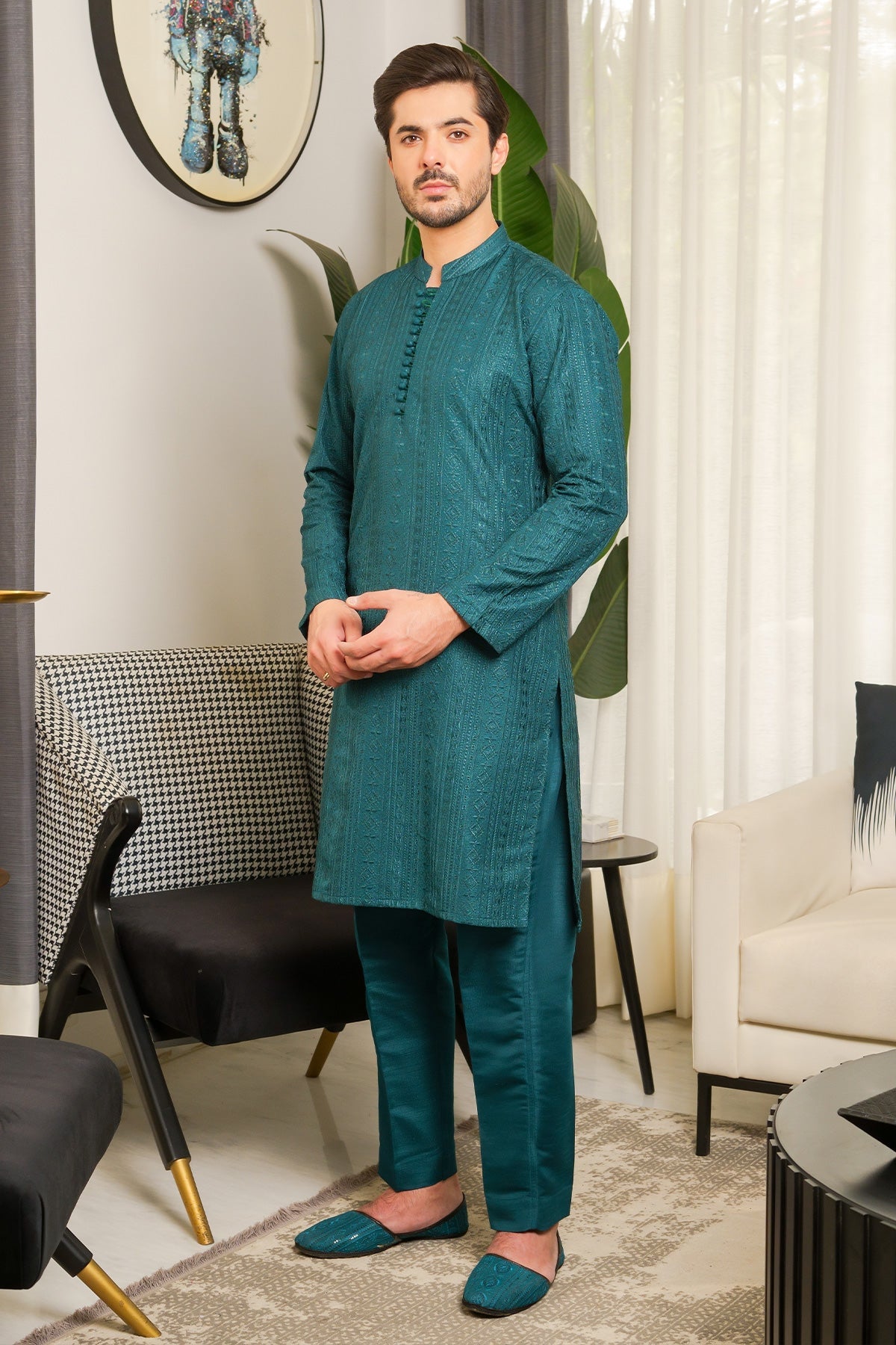 Green Designer Kurta Pajama