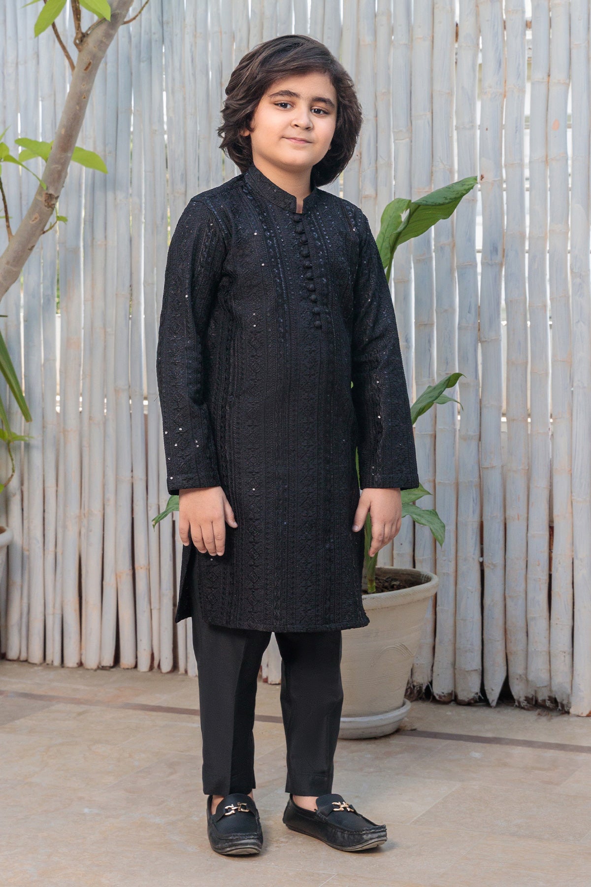 Kids Black Designer Kurta Pajama