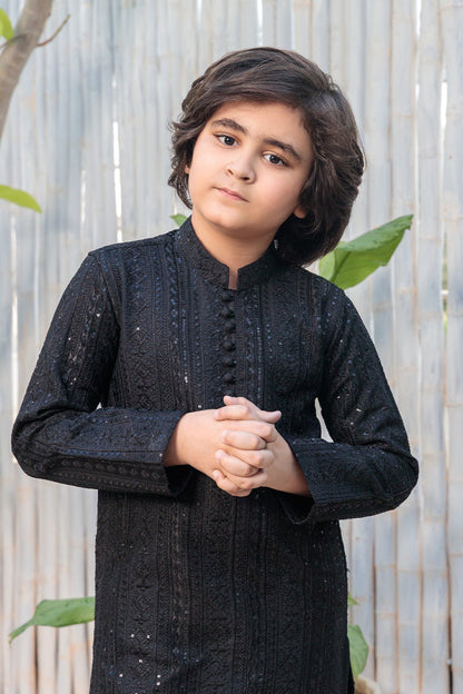 Kids Black Designer Kurta Pajama