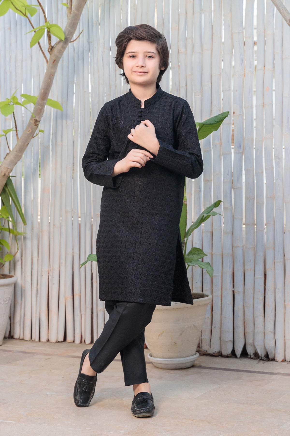 Kids Black Designer Kurta Pajama