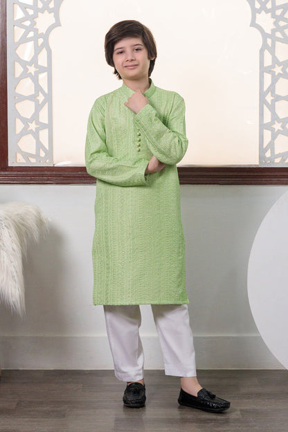 Kids Pistachio Designer Kurta Pajama