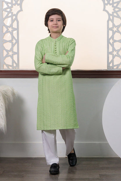 Kids Pistachio Designer Kurta Pajama