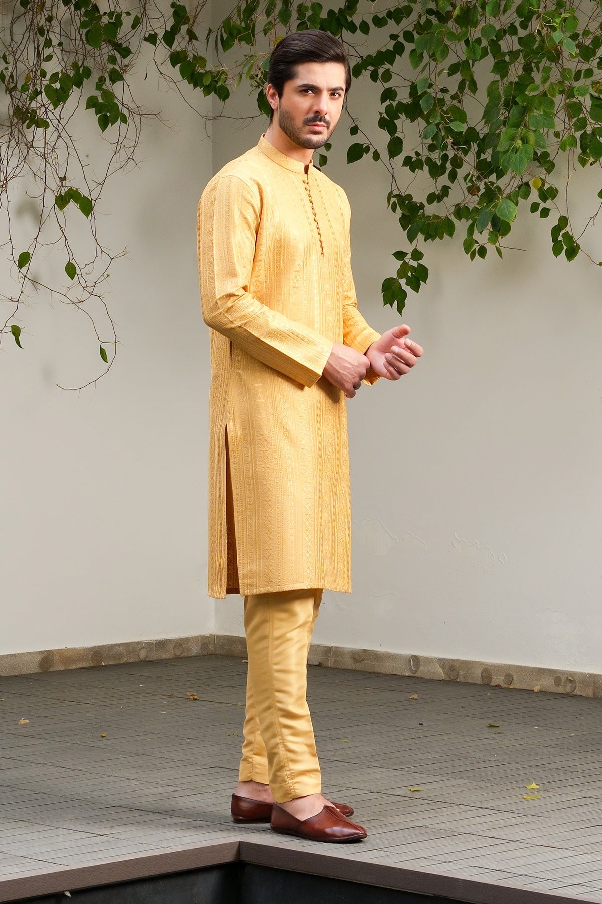 Golden Designer Kurta Pajama