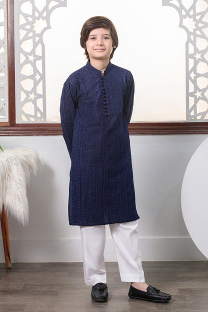 Kids Navy Blue Designer Kurta Pajama