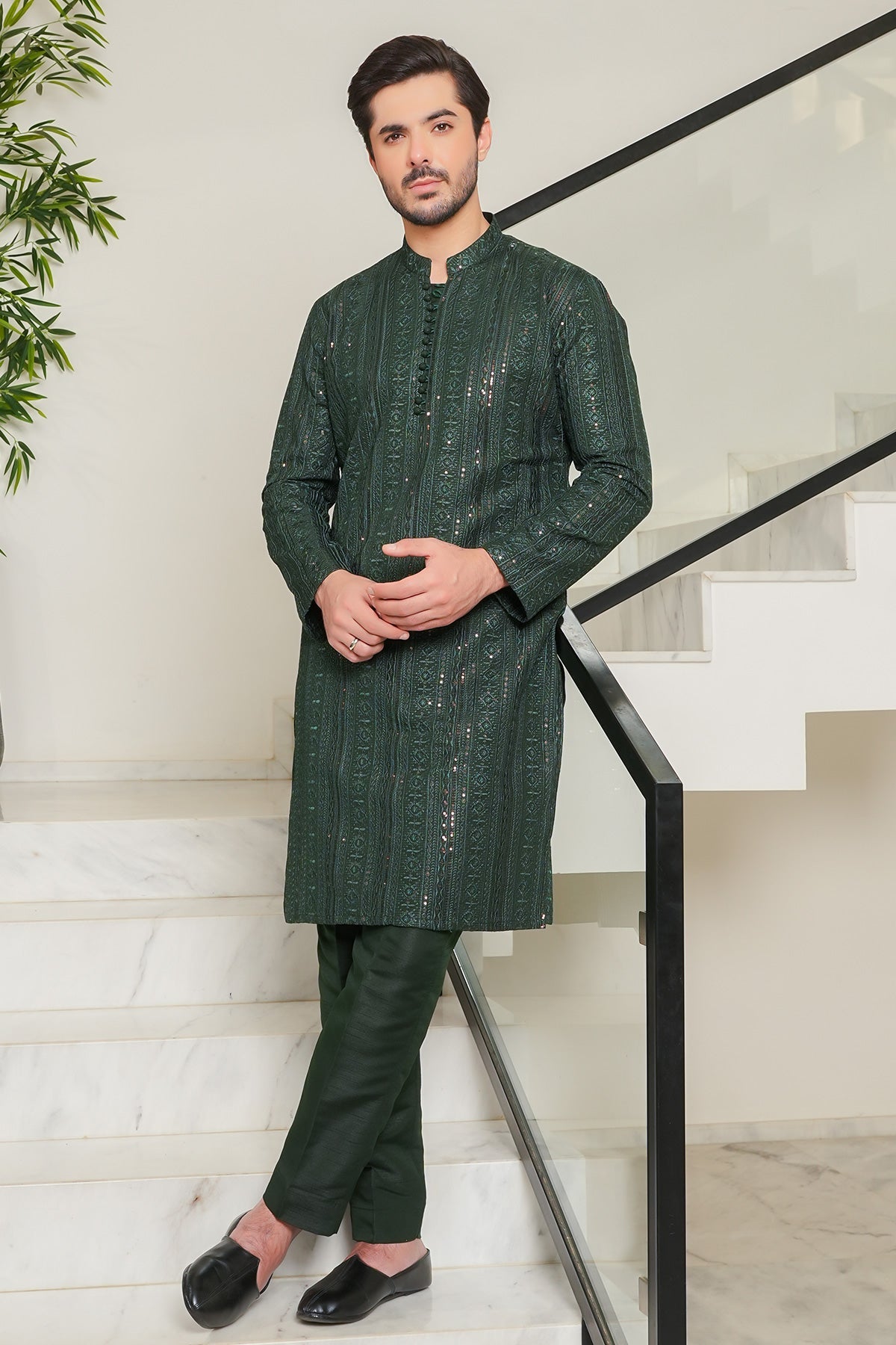 Bottle Green Designer Kurta Pajama