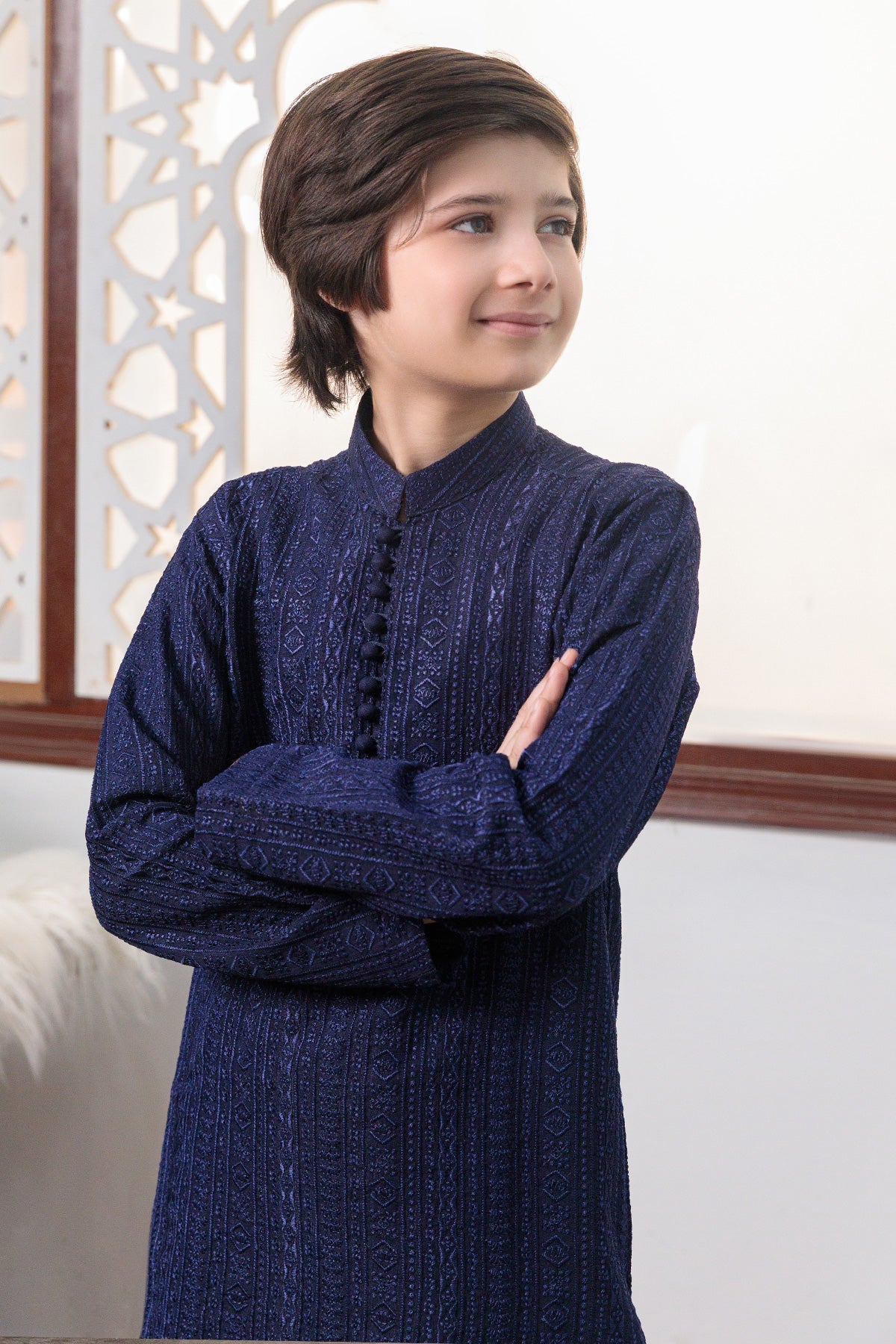 Kids Navy Blue Designer Kurta Pajama