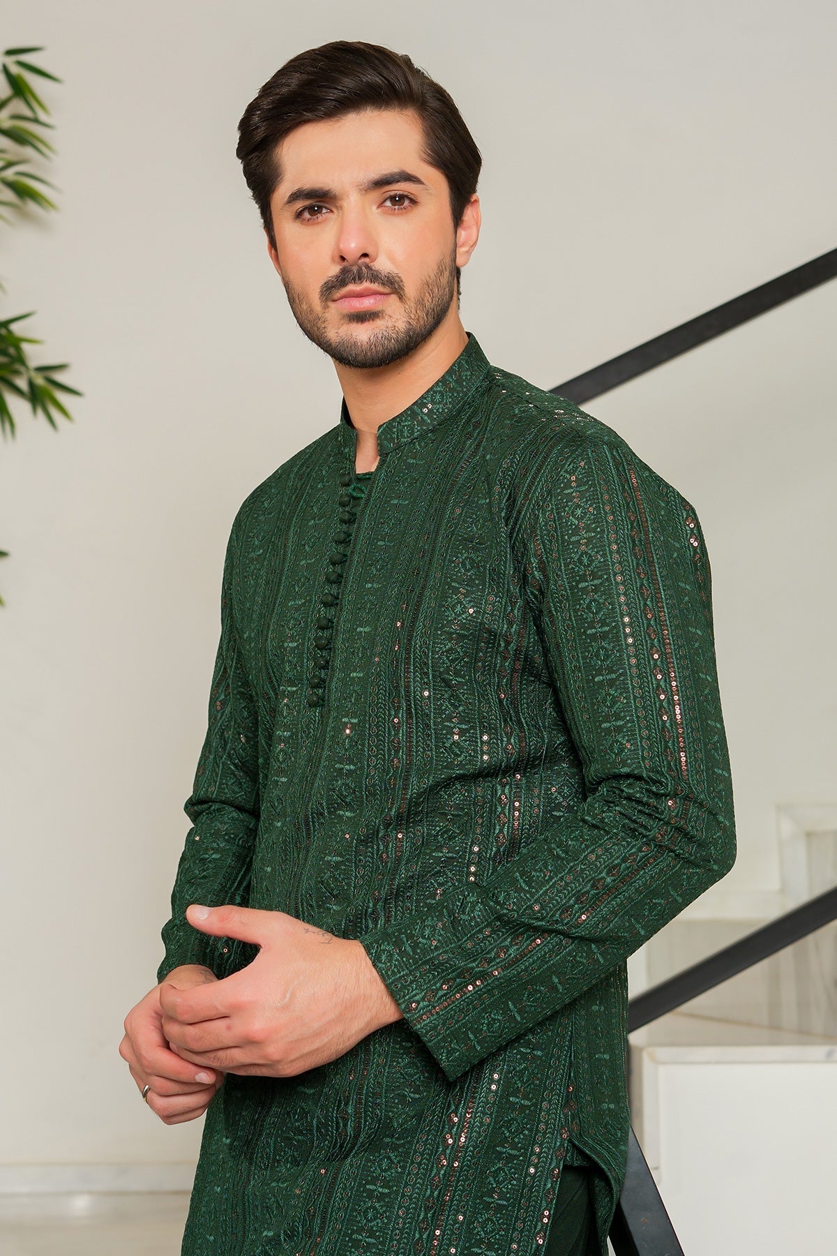 Bottle Green Designer Kurta Pajama