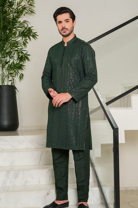 Bottle Green Designer Kurta Pajama