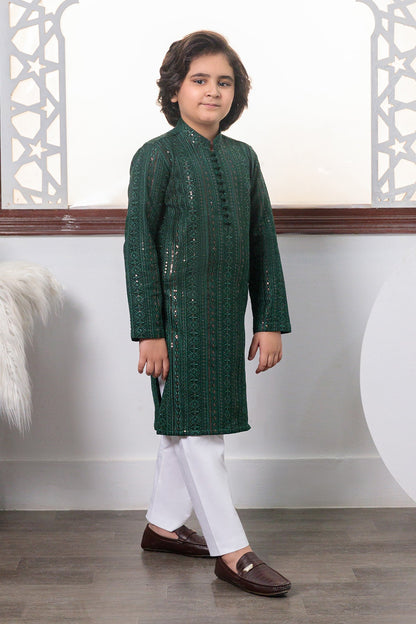 Kids Green Designer Kurta Pajama