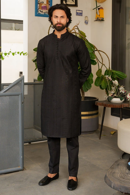 Black Designer Kurta Pajama