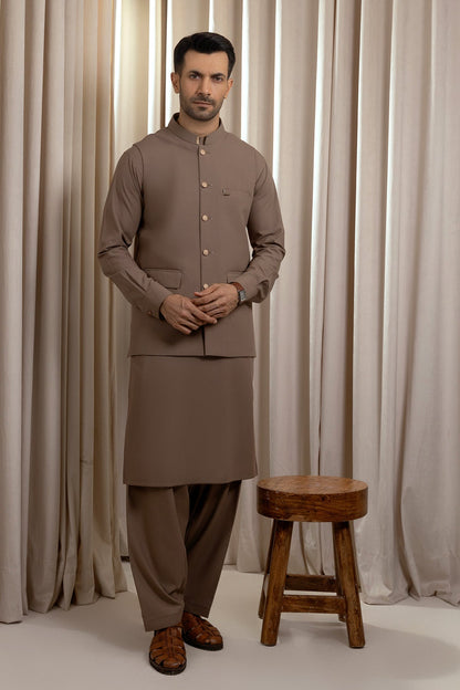 Men’s Mocha Brown Waistcoat Set – Basic & Refined