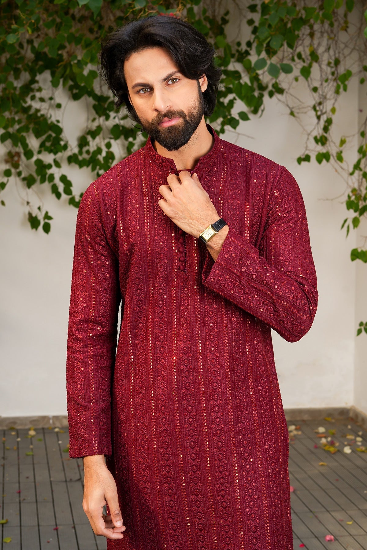 Maroon Designer Kurta Pajama
