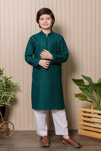 Kids Green Designer Kurta Pajama