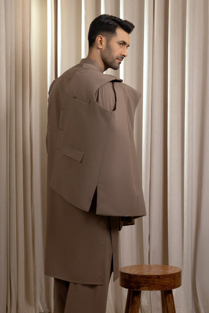 Men’s Mocha Brown Waistcoat Set – Basic & Refined