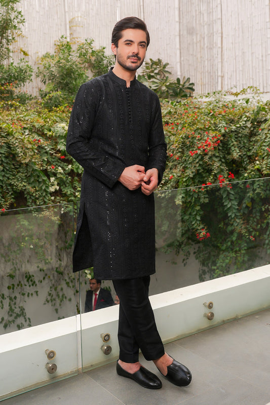 Jet Black Designer Kurta Pajama