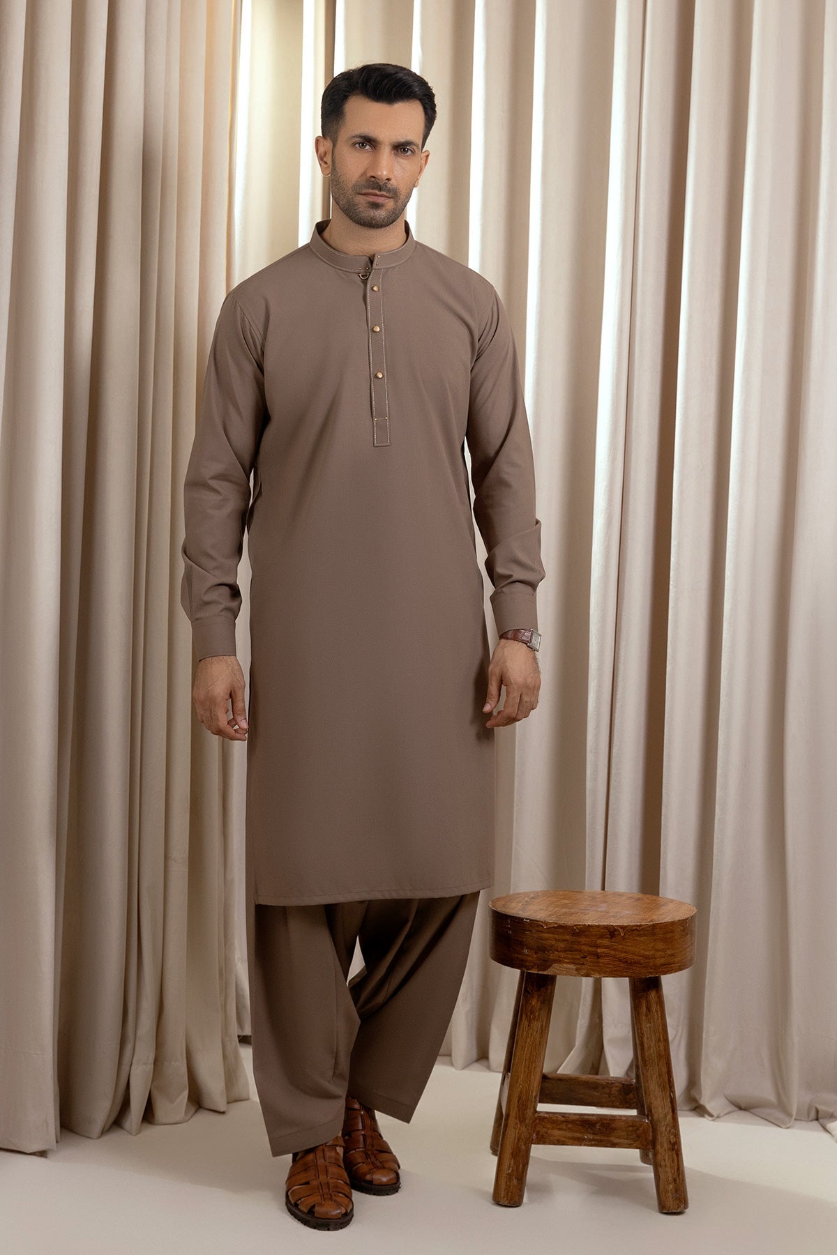 Men’s Mocha Brown Waistcoat Set – Basic & Refined