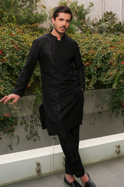 Jet Black Designer Kurta Pajama