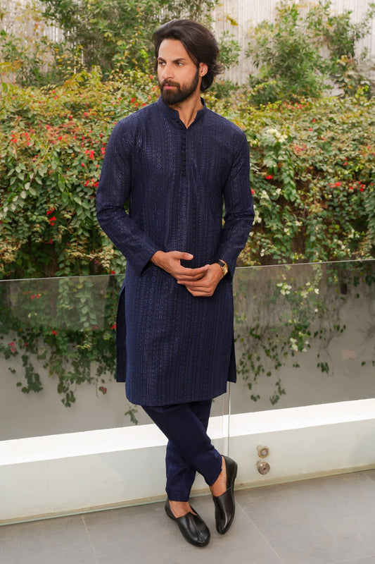 Navy Blue Designer Kurta Pajama