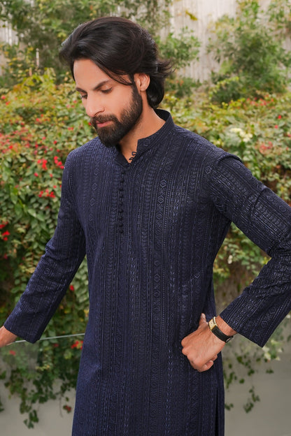 Navy Blue Designer Kurta Pajama