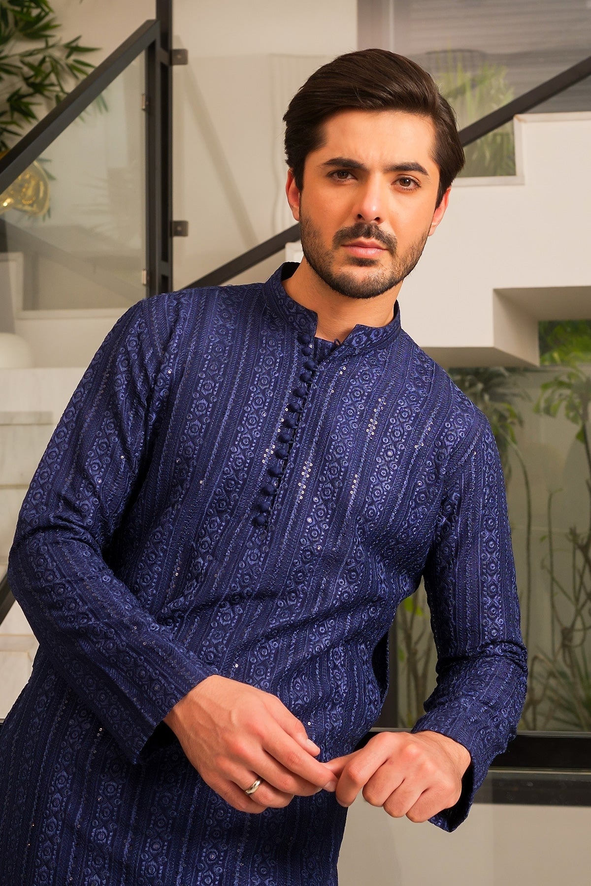 Ink Blue Designer Kurta Pajama