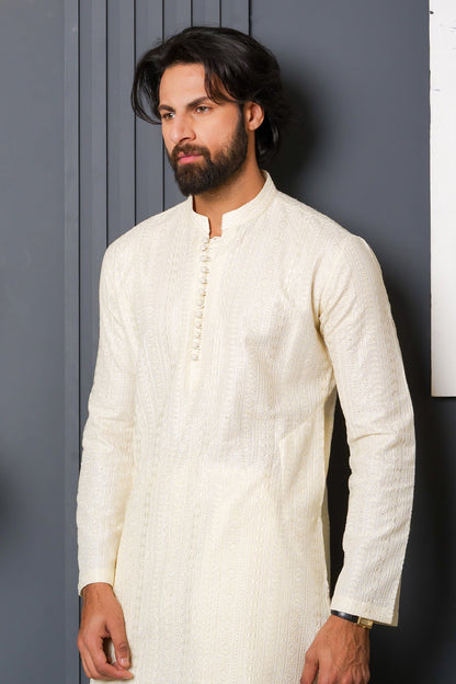 Off White Designer Kurta Pajama