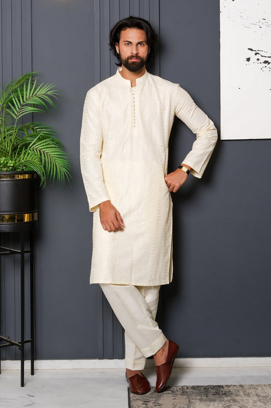 Off White Designer Kurta Pajama