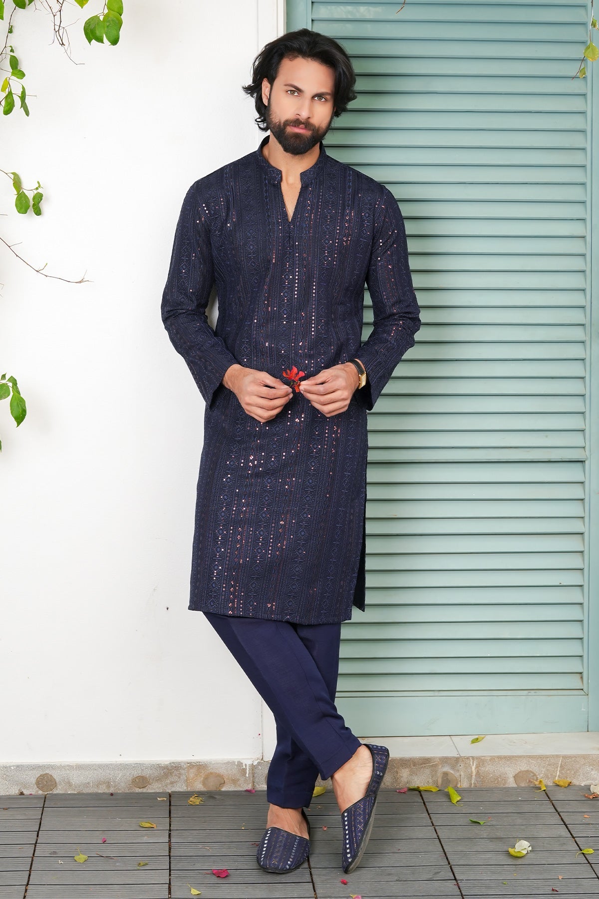 Navy Blue Designer Kurta Pajama