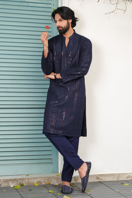 Navy Blue Designer Kurta Pajama