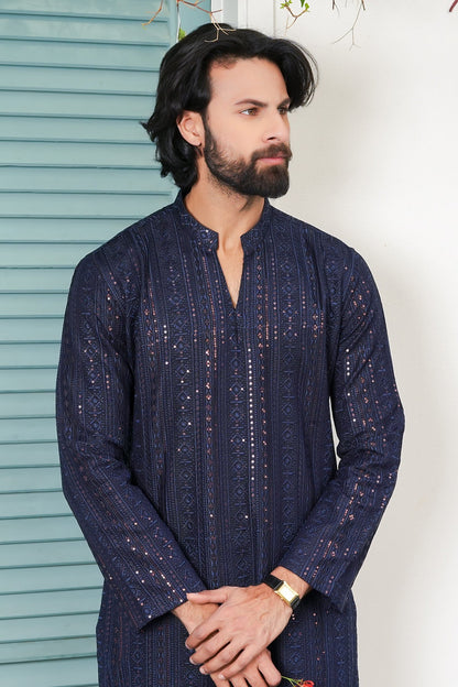 Navy Blue Designer Kurta Pajama
