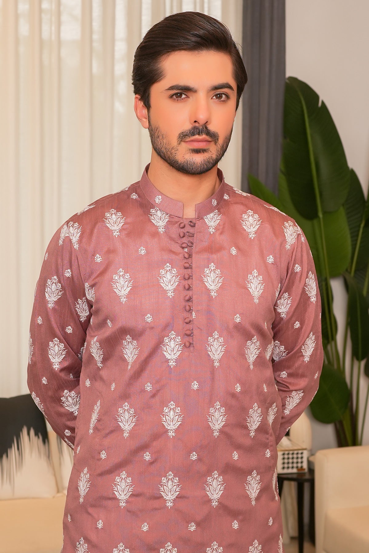 Peach Designer Kurta Pajama