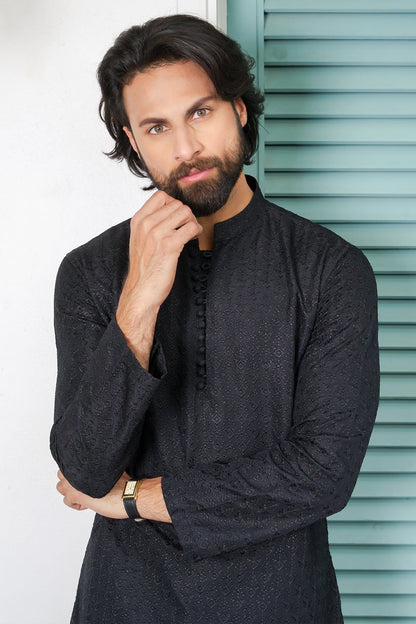 Black Designer Kurta Pajama